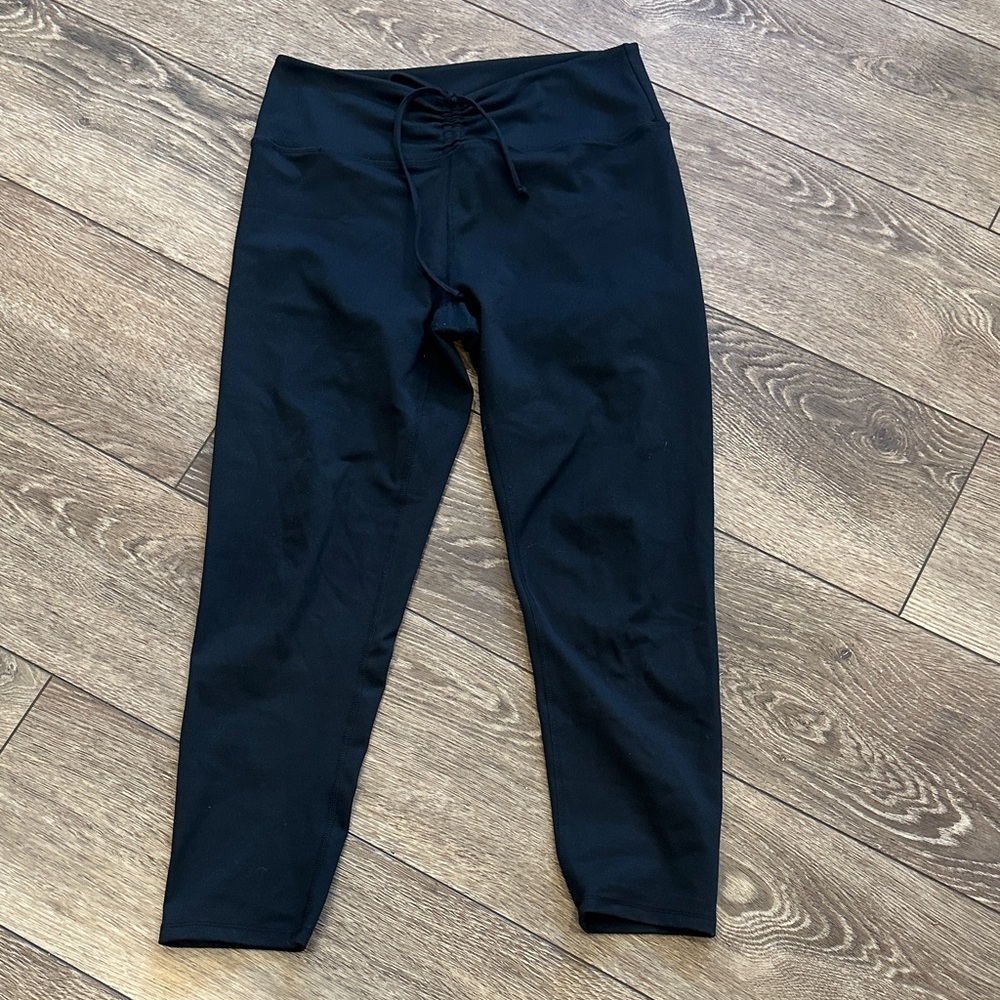 Zobha black cropped Leggings soft casual active exercise XL cinch high waist
